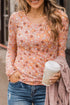 Orange Floral Knit Long Sleeve Top